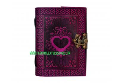 Celtic Shadow Pink With Black Heart Handmade Book Of Shadows Wicca Leather Bound LOVE Journal Pagan 